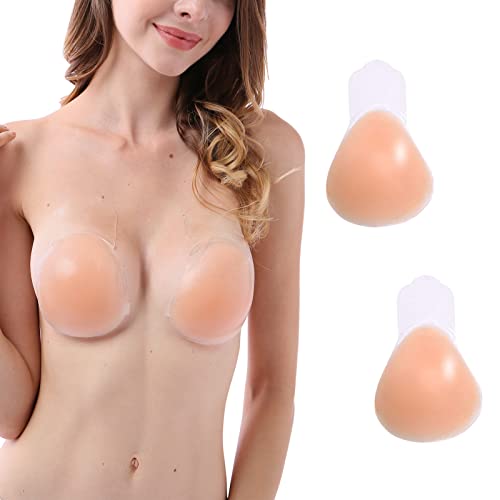 HOTSO Copas Adhesivas Push up Silicona Pegatinas Sujetador Pecho Pegatinas sin Tirantes Freedom Bra Elevador Invisible Cubierta de Pezón Reutilizable Impermeable para Traje de Baño para Mujer