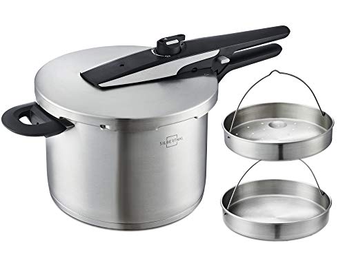 SILBERTHAL Olla Express 6 litros | Olla a presion induccion y vitroceramica | Olla Super rapida Acero Inoxidable | con 2 cestillos