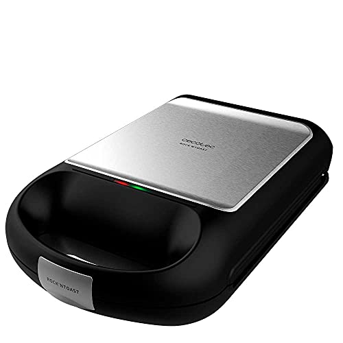 Cecotec Sandwichera Rock'nToast Family. 1500 W, Capacidad para 4 Sandwiches, Revestimiento Antiadherente, Rapidez de Calentamiento y Tostado uniforme, Acero Inoxidable