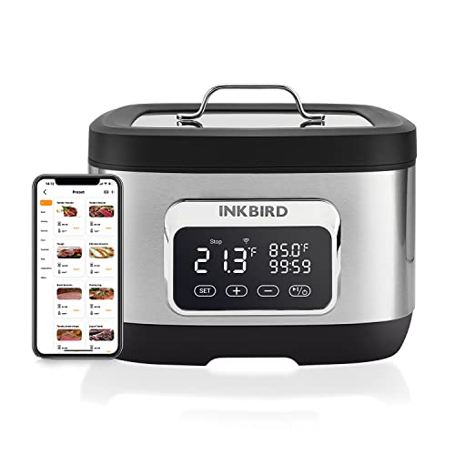 INKBIRD Olla de Cocción Lenta de 500W, Slow Cooker 8L Con Rejilla, Temporizador y Temperatura Controlados por WiFi, Calentamiento por Circulación de Agua 3D, Ultra Silenciosa (ISV-500W)