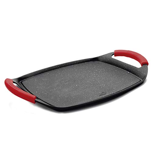 Lacor - 25547 - Plancha de Asar, Grill Eco Piedra - Compatibilidad: todo tipo de cocinas, Apta para inducción y horno, Recubrimiento antiadherente, Ecológica y libre de PFOA, 2 x 27 x 37 cm