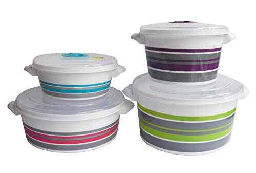 Tredoni Set de 4 Tamaños Olla Microondas con Tapa Ventilada - Olla de Vapor de Cocción Calentamiento (Conjunto de 4 Tamaños)