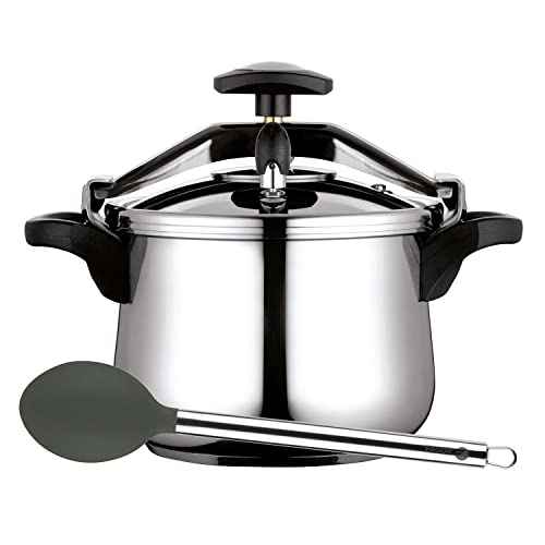 Fagor Clásica Bombe Olla a Presión 8 Litros, Inducción, Express, Acero Inoxidable 18/10, Todo Tipo Cocinas, Fondo Termo Difusor, 3 Sistemas Seguridad, Incluye Cucharon Melier de Nylon