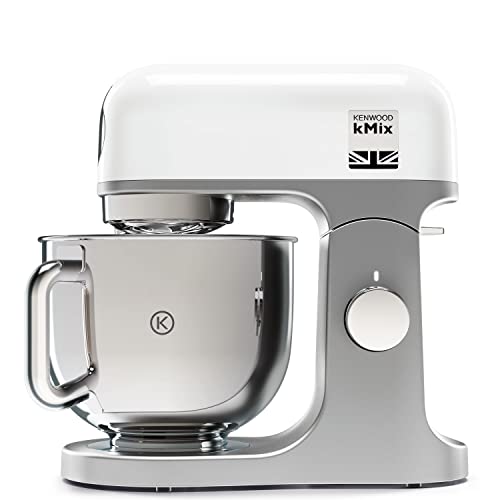 Kenwood kMix KMX750WH - Robot de Cocina Multifunción, 1000 W, Bol Metálico de 5 L con Asa, Gancho para Amasar, Varillas, Mezclado K, Acero Inoxidable, 6 Velocidades, Color Blanco