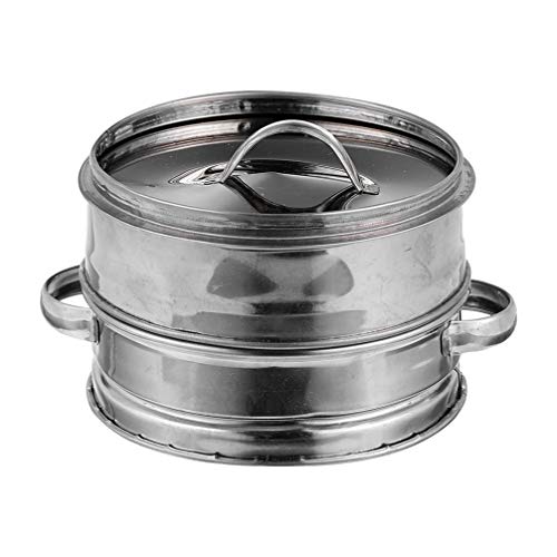Cabilock Olla de Vapor de Acero Inoxidable con Vaporizador de 2 Niveles Utensilios de Cocina Al Vapor con Tapa para Sopa de Verduras Bollos de Pastelería de Mariscos 22CM