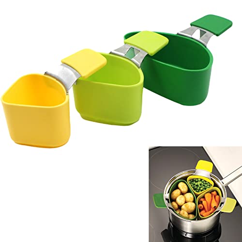 Cesta Vaporera Canasta De Filtro- 3 piezas de insertos de vapor, 85/116/147 mm, elevador de utensilios para hornear anti-escaldado, vaporizador para usar en freidoras de vapor y ollas a presión