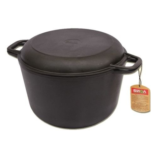 Cacerola de hierro fundido Kazán, diámetro de 20, 22 o 26 cm, con sartén de tapa, para inducción, hierro fundido, Ø 22 cm 4 Liter