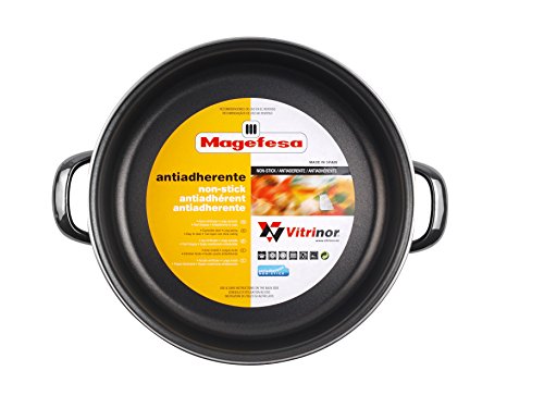 MAGEFESA Glass - Molde de horno 28cm de acero vitrificado exterior negro cristal. Antiadherente bicapa reforzado, apto también para todo tipo de cocinas, especial inducción. 50% de ahorro energético.