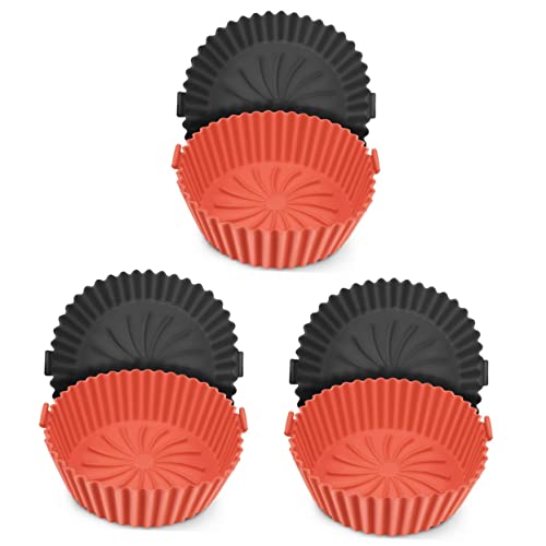 OQHAIR 6 moldes para Hornear de Silicona para freidora de Aire, Accesorios de Aire, Parrilla Redonda para Horno, Cesta para Verduras, freidora de Aire, sartén de Silicona, Alfombrilla par