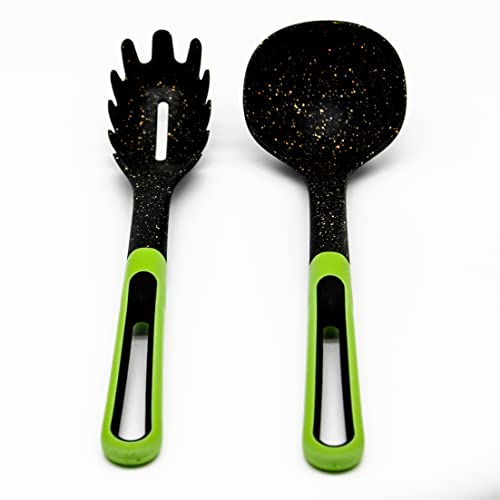 Cucharones de cocina antiadherentes con diseño original y alta resistencia al calor/Utensilios de cocina con mango cuelga fácil para servir de forma cómoda y práctica pasta, sopa y otras comidas.