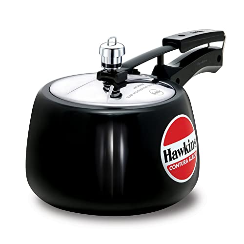 Hawkins Contura Hard Anodized Aluminium Pressure Cooker, 3 Litres, Black