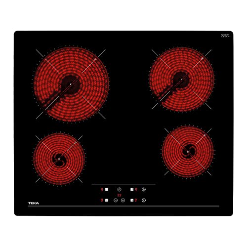 Teka TZ 6415 - Vitrocerámica 4 Fuegos 60cm, Tecnología Touch Control, con Cronómetro, Vitrocerámica Teka Color Negro