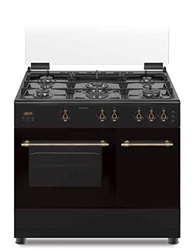 COCINAS DE GAS CON HORNO CCRST90EPH INFINITON (5 FUEGOS, RUSTICA, Gas GRILL, Cocina independiente, Placa + Horno, Kit Gas Natural, Doble Puerta Vidrio Horno, Quemadores con Seguridad)