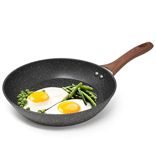 joeji's Kitchen Sarten Antiadherente 24cm - Sarten de Aluminio y Granito con asas Frías al Tacto - Induccion Gas Electrico - Freír y saltear con menos aceite