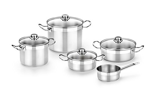 Bra Profesional Batería 5 piezas, Apta para Todo Tipo De Cocinas Incluida Inducción, Acero Inoxidable, 18/10, 20-24-16 Cm
