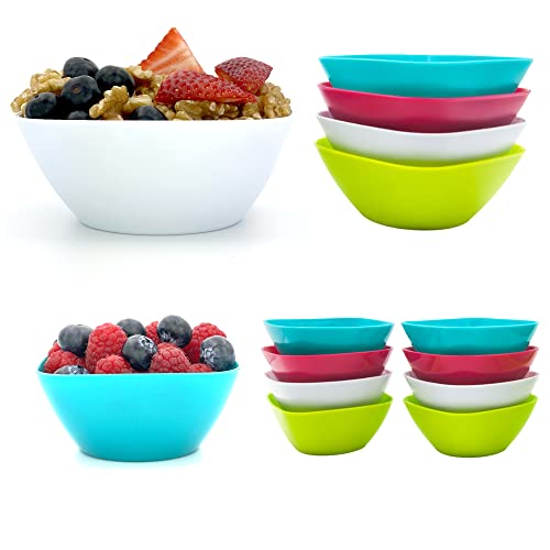 Cuencos Aperitivos | Pack 12 Bols de Cocina de Plástico Resistente | Ideal para Desayunos, Postres o Salsas | Aptos para Lavavajillas y Microondas | Cuencos de Plástico en 2 Tamaños y 4 Colores