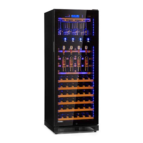 Klarstein First Class 84 nevera para vinos profesional, frío por compresión, volumen para 84 botellas / 320 litros, 4 dispensadores, temperatura de enfriamiento 5-22 °C, control táctil, negro