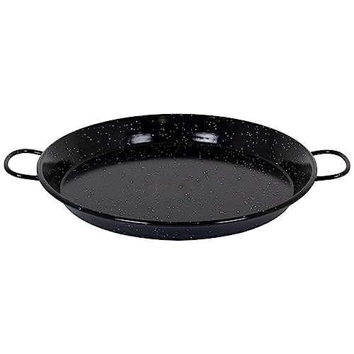 Acan Tradineur - Paellera valenciana esmaltada, cocinar arroces, apta para gas, vitrocerámica, cocina eléctrica y lavavajillas (Negro, Ø 32 cm)