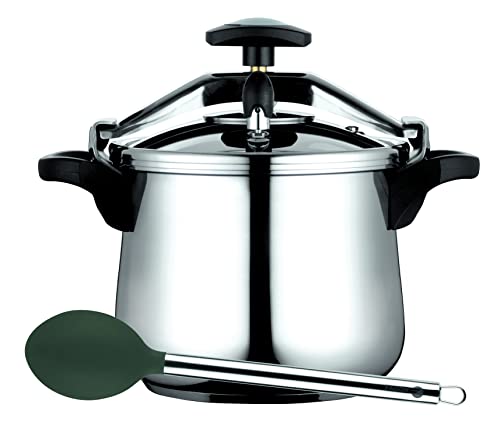 Fagor Clásica Bombe Olla a Presión 10 Litros, Inducción, Express, Acero Inoxidable 18/10, Todo Tipo Cocinas, Fondo Termo Difusor, 3 Sistemas Seguridad, Incluye Cucharon Melier de Nylon