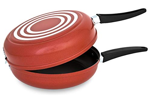 Menax Maxiflon - Sarten Doble Volteadora de Tortillas - Ø 24 cm Alta - Revestimiento Antiadherente - Aluminio