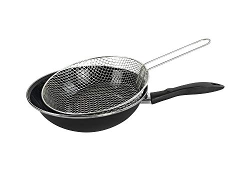 MAGEFESA Black - Sartén freidora 26cm de Acero vitrificado Exterior Negro. Antiadherente bicapa Reforzado, Apta para Todo Tipo de cocinas, Especial inducción. 50% de Ahorro energético.