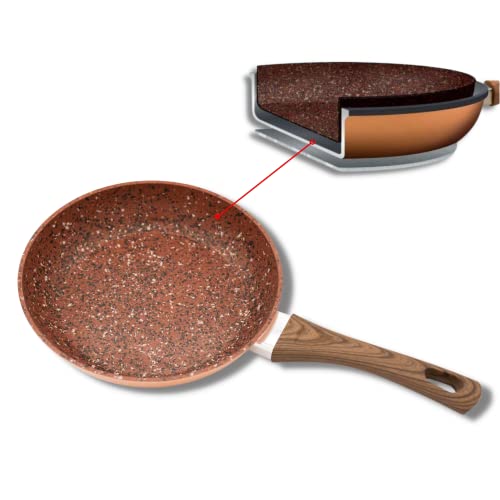 STARLYF Sartén Antiadherente, Copper & Stone Pan 24 CM, con revestimiento interior de granito. Muy fácil de limpiar. Antiarañazos (24 CM)