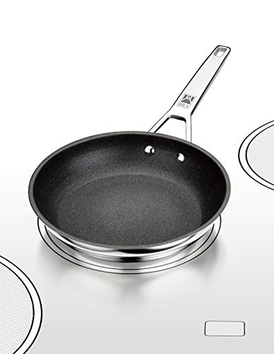 BRA Connect Sartén acero inoxidable con antiadherente Profile y tecnología Bi-Clad, apta para todo tipo de cocinas incluida inducción, libre de PFOA, 20 cm, Aluminio Fundido