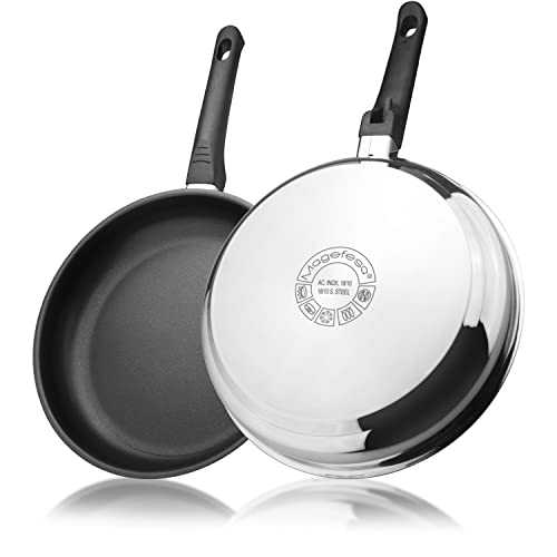 MAGEFESA ® Sabor set de sartenes 18 + 22 cm, antiadherente triple capa, fabricada en acero inoxidable, compatible con todo tipo de fuego, incluido induccion, fácil limpieza y apta para lavavajilla