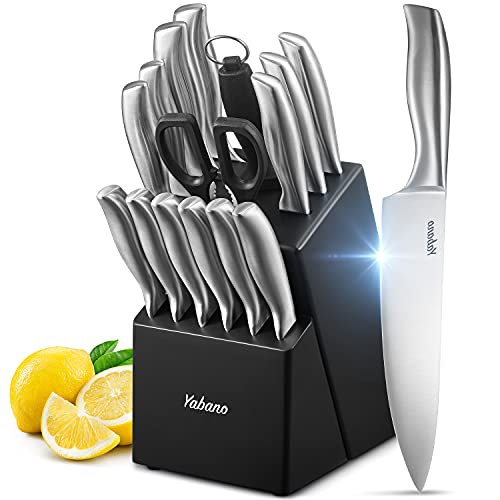 Yabano Cuchillos Cocina, 16 Piezas Set Cuchillos Cocina, Juego de Cuchillos Profesional Hecho de Acero Alemán X50Cr15, Súper Afilado, Diseño ergonómico