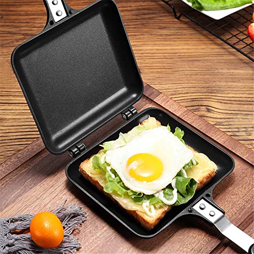 LQKYWNA Sartén De Doble Cara, Tortillas De Doble Cara Sartén Para Hacer Sándwiches Con Asas Parrilla Antiadherente Snack Griddle Pan Para El Desayuno