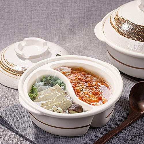 Cazuela para cocinar Olla Olla caliente, Olla caliente Yin Yang de doble cara con divisor, Olla caliente Yuanyang de doble sabor, Olla caliente Donabe Jese Clay, Cazuela de cerámica con calor A 2l Jz