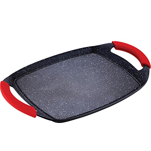 Bergner Red Stone Plancha-asador en Aluminio Fundido, Silicona, Negro, 36 x 23 cm