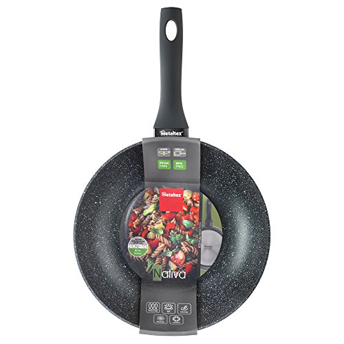 Metaltex NATIVA - Sartén WOK Aluminio Forjado, 28 cm, antiadherente Stone-Tex, Full Induction válido para todo tipo de cocinas