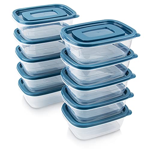 EFISH Juego de 10 Cajas Cubo Rectangulares de Plástico con Tapas,Cajas de almacenamiento de alimentos,conjuntos de contenedores de alimentos,contenedores.Para la escuela,el trabajo y los viajes,500ml.