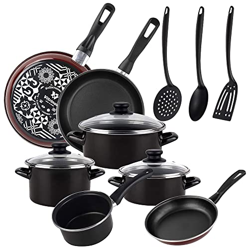 MAGEFESA PK5597 Pack de 3 Sartenes, 18/20/24, Bateria de Cocina, 3 Utensilios de Cocina