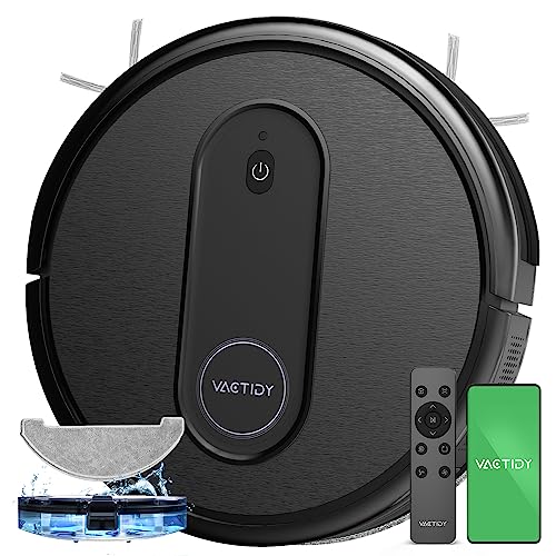 Vactidy Robot Aspirador, Nimble T7 Robot Aspirador y Fregasuelos con Potente Succión, Tanque de Agua, hasta 120mins, Control por App/Alexa/Google Home/Siri, Pelo de Mascotas, Alfombra y Suelo