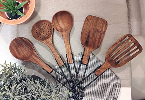 NORDICO Utensilios de cocina madera de Acacia y mango de Acero Inoxidable | Cocina utensilios originales | Utensilios de cocina | Utensilios cocina | Estilo nórdico | Regalos originales
