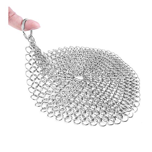Limpiador de hierro fundido Red de acero inoxidable reutilizable antioxidante Scrubberfor crisol utensilios de cocina de hierro fundido, sartén horno parrilla raspador calidad superior y creativo