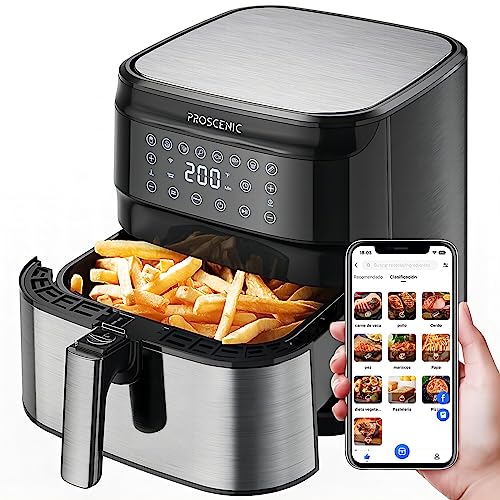 proscenic T21 Freidora sin Aceite, Freidora de Aire 5.5L, Compatible con App y Alexa, Freidora sin Aceite WIFI, Función de combinación, Recetas Españolas Online, Sin PFOA, Pantalla LED Táctil, 1700W