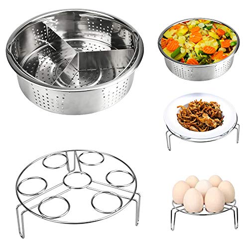 LYTIVAGEN 3 PCS Vaporeras para Ollas Accesorios para Ollas de Presión Vaporeras para Ollas con Estante para Vaporera de Huevo y Divisor de Acero Inoxidable para Hogar Cocina