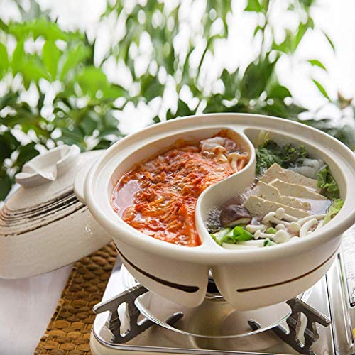XOUVY Yuanyang Olla Caliente de Doble Sabor shabu-shabu Olla Dividida Yin y Yang de Doble Cara cazuela de cerámica Resistente al Calor Olla Caliente de Arcilla B 2.8l (B 2.8L)