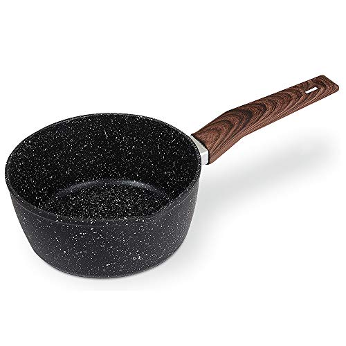 Cazo Cocina Antiadherente de Aluminio Fundido, Cazo para Leche con Labio Vertido, Cacerola Revestimiento Antiadherente 16/18/20 cm Apto para Todo Tipo de Cocinas incluida Inducción (18 CM)