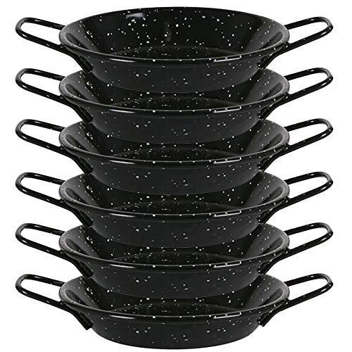 Menax - Paellera Mini - Acero Vitrificado - Set de 6 - Diámetro 16 centímetros - 1 Ración