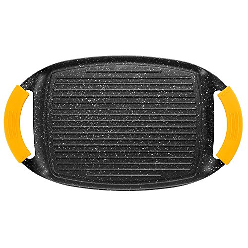 IBILI - Grill plancha ondulado basic stone, 36 x 23 cms, Aluminio fundido, Antiadherente estilo piedra, Apto para induccion