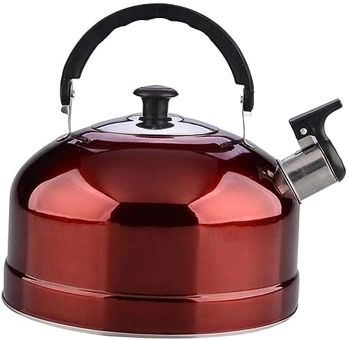 Tetera, té té, Tea de Acero Inoxidable, 4L de Acero Inoxidable silbado tetero Tetera Estufa eléctrica pases de Gas for Acampar (Color : Red)