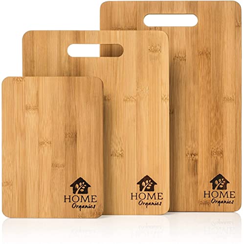 Home Organics Premium Orgánico Tabla de cortar. de Juego de 3 tabla cortar de madera. Perfecto para picar carne, verduras y pan y servir galletas saladas y queso. tabla cortar cocina profesional