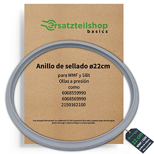 ersatzteilshop basics Anillo de sellado de repuesto para olla a presión Silit y WMF, 3 L, 4,5 L, 6,5 L, 8,5 l, silicona (diámetro interior 22 cm)