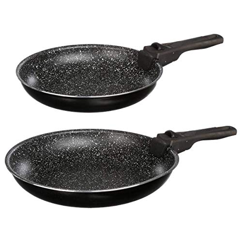 JJA 135111-Juego de 2 sartenes con Mango Desmontable 24 y 28 cm, diseño de Piedra