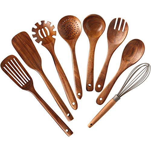 Nayahose - Cucharas de madera para cocina de teca natural