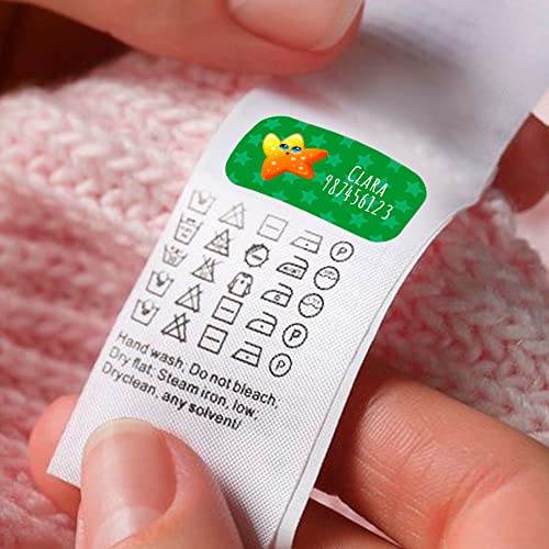 ETIQUETAS ADHESIVAS PARA ROPA CON ICONO LAMINADO PROTECTOR PERSONALIZADAS PARA MARCAR TODO TIPO DE OBJETOS LIBROS, FIAMBRERAS, TUPPER, BOTELLAS,LAPICES COLEGIO Y GUARDERÍA TAMAÑO 5 X 0,7 CM (36)